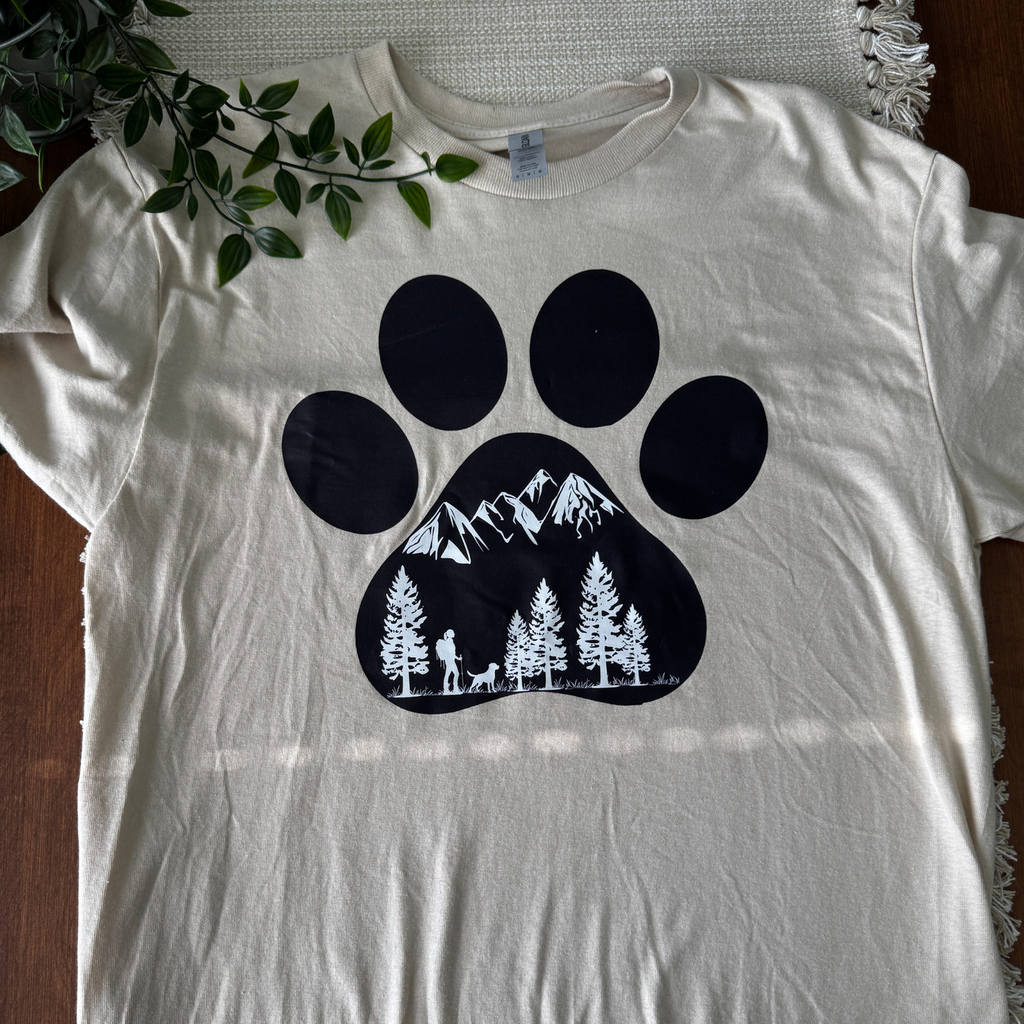 Paw print - mountains, trees, hiking