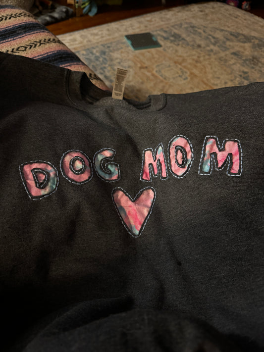 Dog Mom (with Heart) Reverse Appliqué Sweater