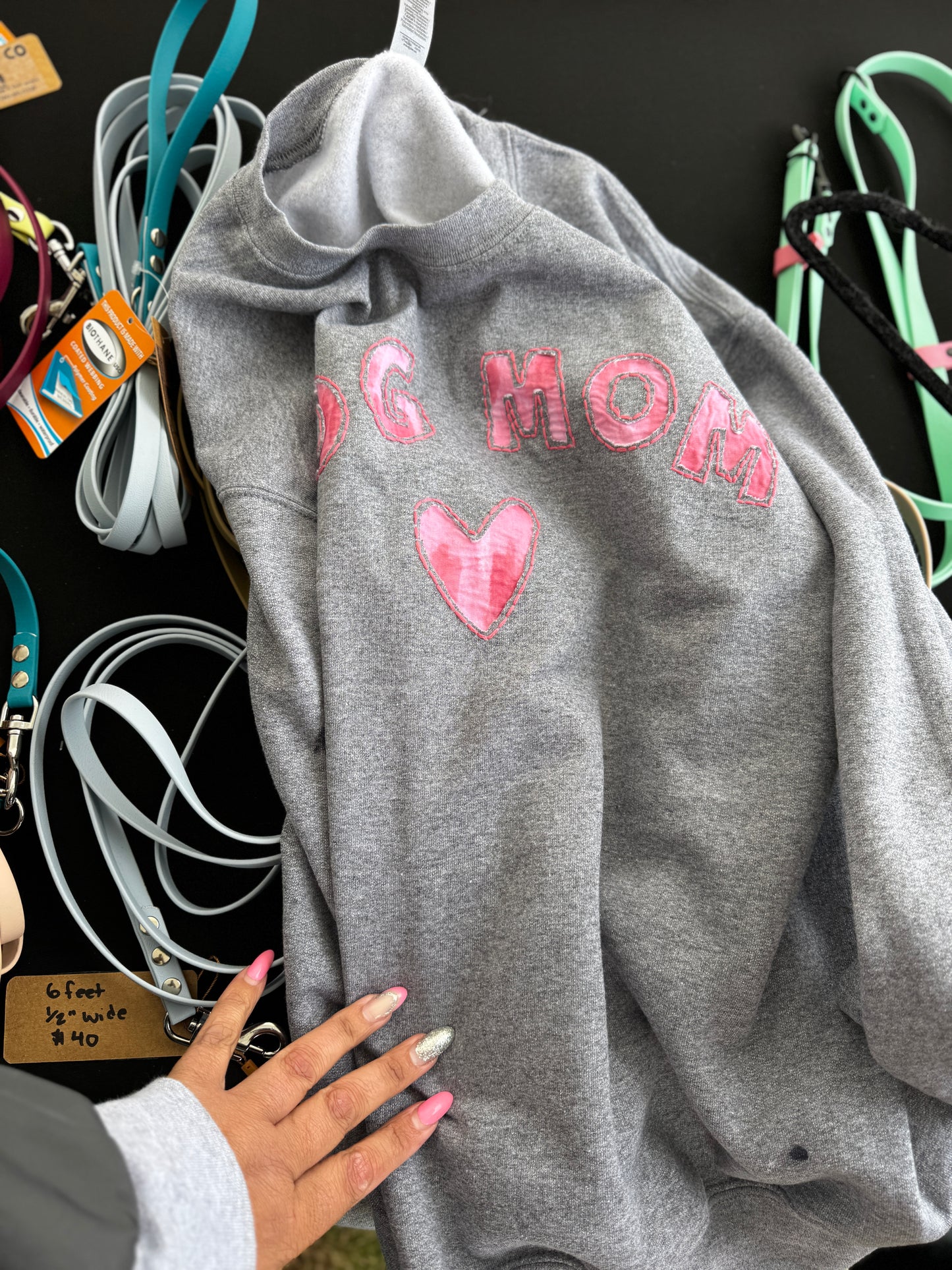 Dog Mom (with Heart) Reverse Appliqué Sweater