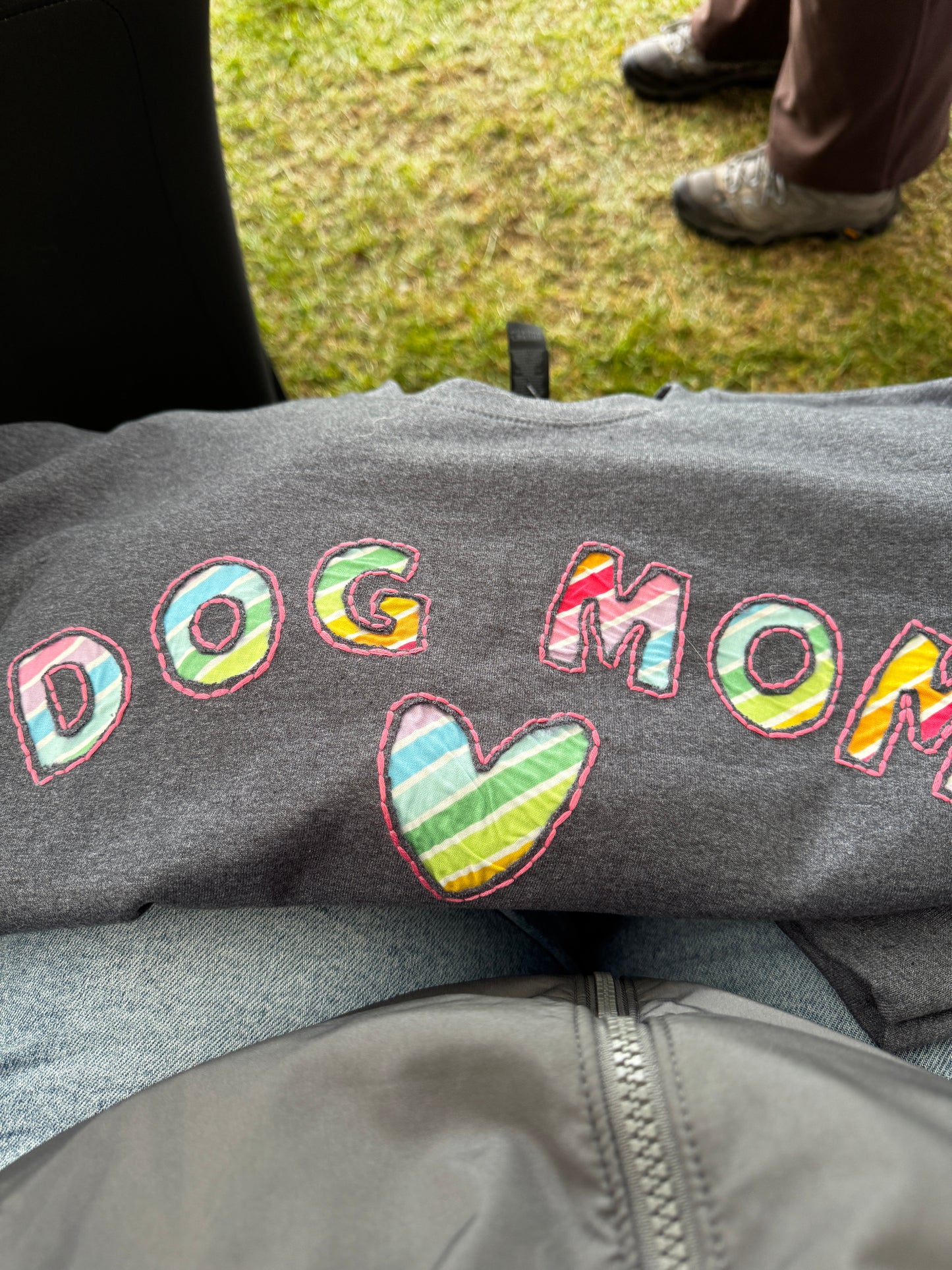 Dog Mom (with Heart) Reverse Appliqué Sweater